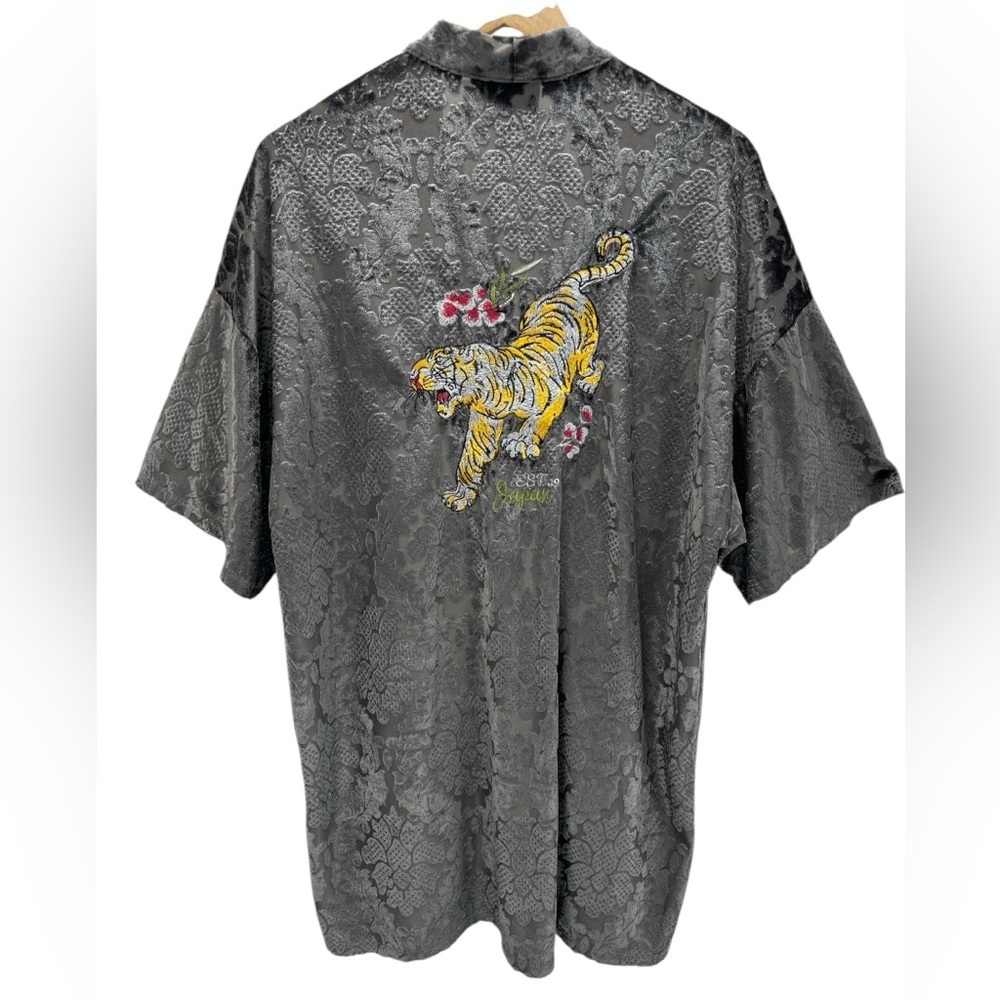 Gypsy Hearts Velvet Burnout‎ Kimono Tiger Embroidery Boho Western Indie Art M